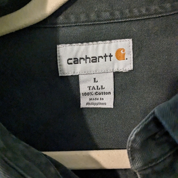 Carhartt dark green button down size large tall - Picture 2 of 3